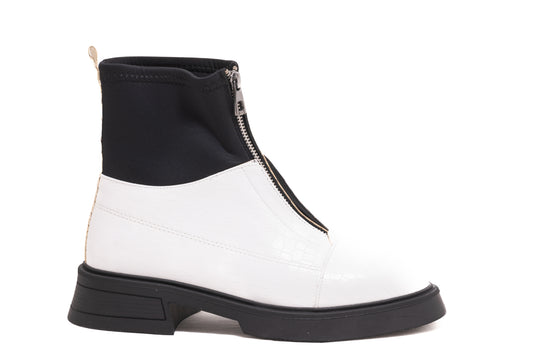 Ghete dama casual piele ecologica LONDON 602-23 alb
