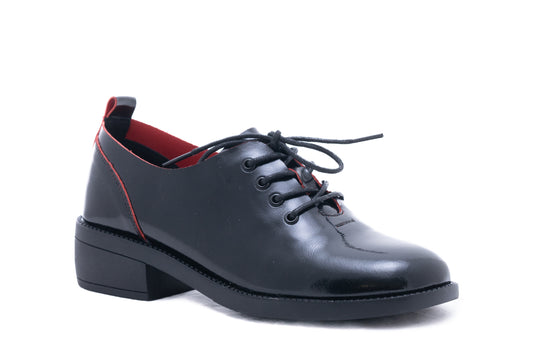 Pantofi dama casual piele naturala FORMAZIONE 18-1 negru rosu