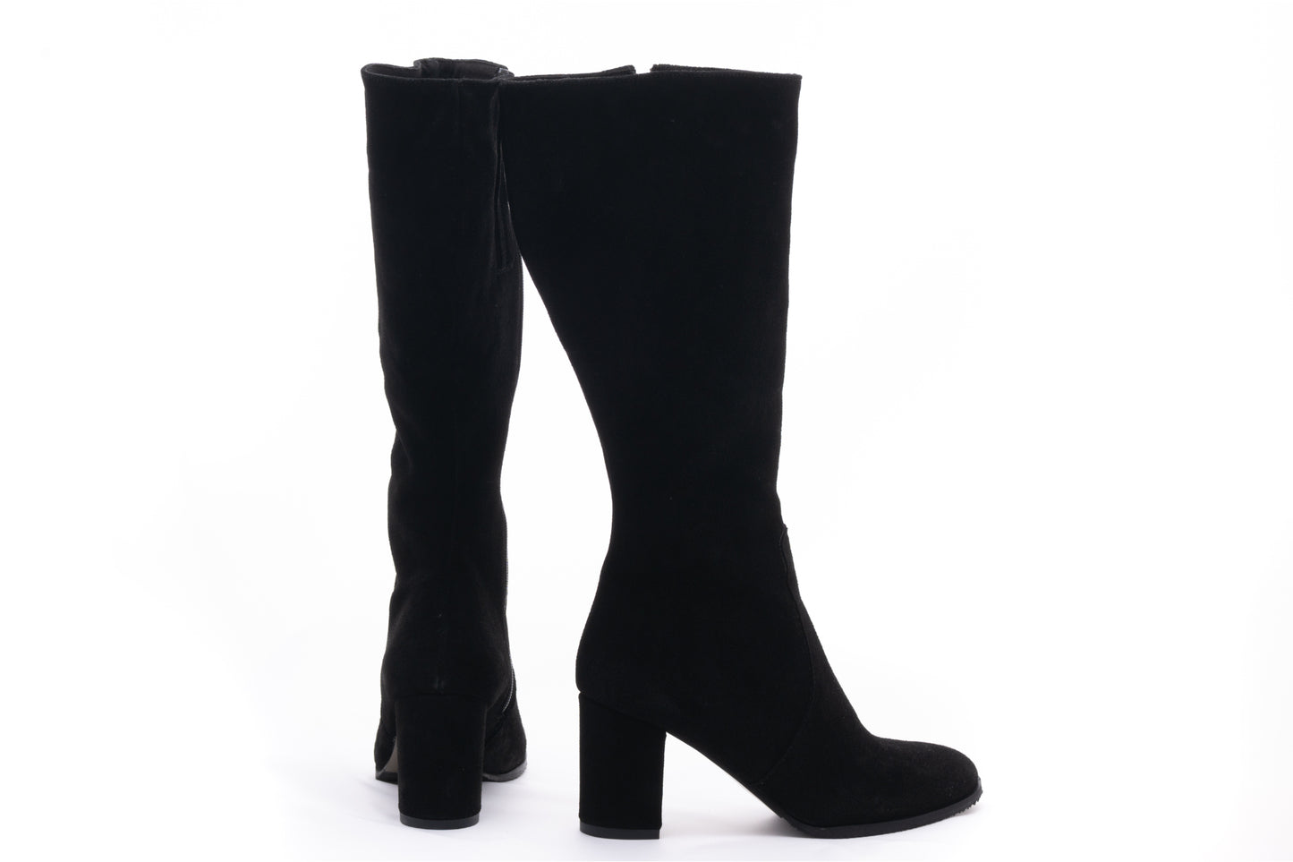 Cizme dama elegante piele naturala 1834 negru velur