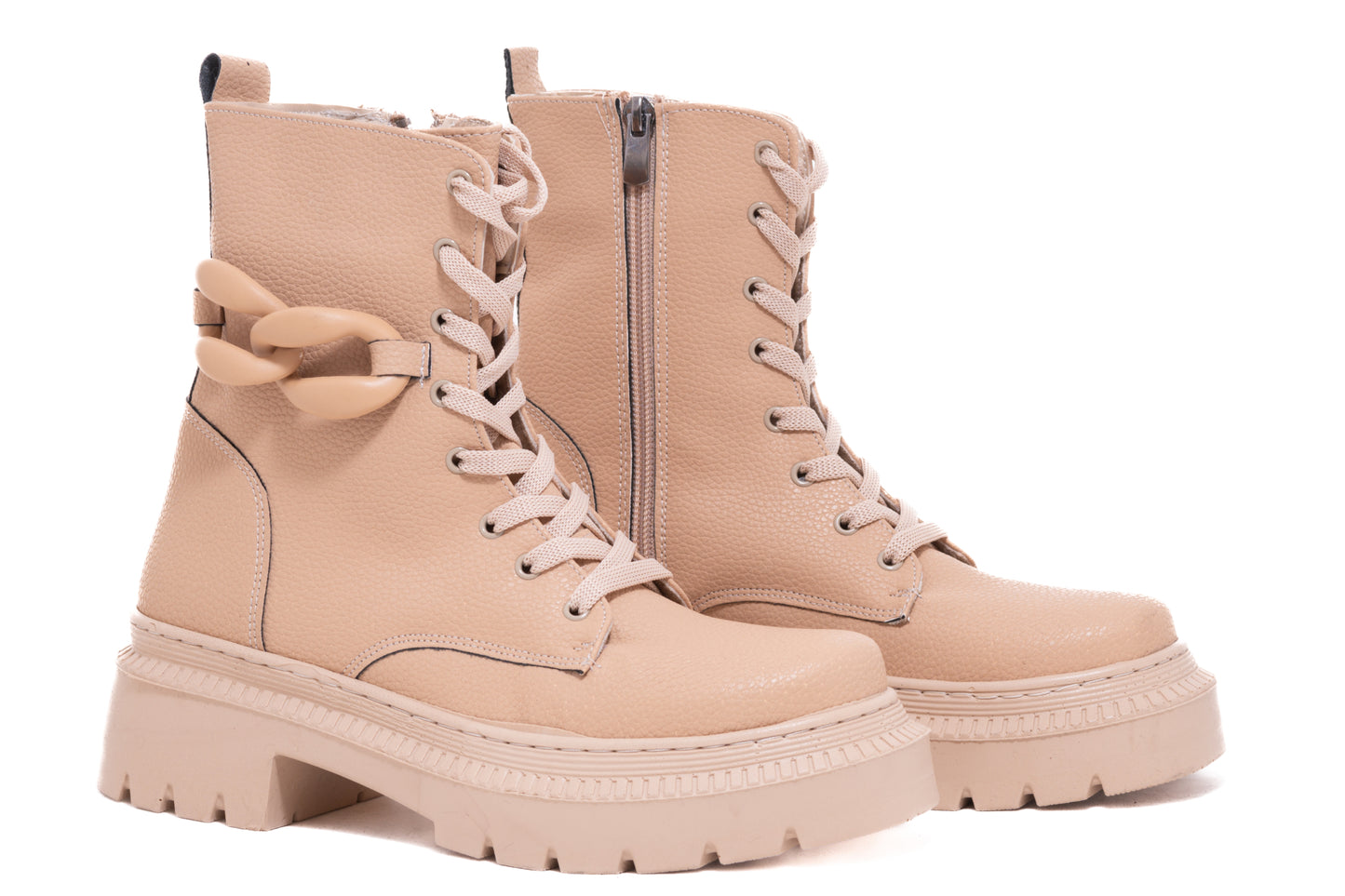 Ghete dama casual piele ecologica LONDON 7005-14 bej