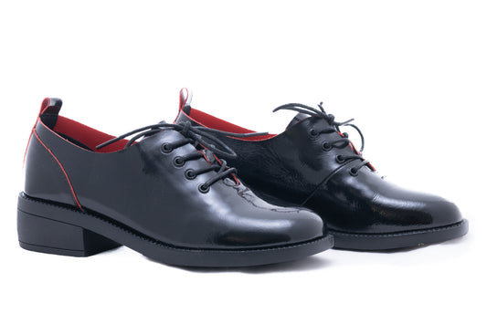 Pantofi dama casual piele naturala FORMAZIONE 18-1 negru rosu