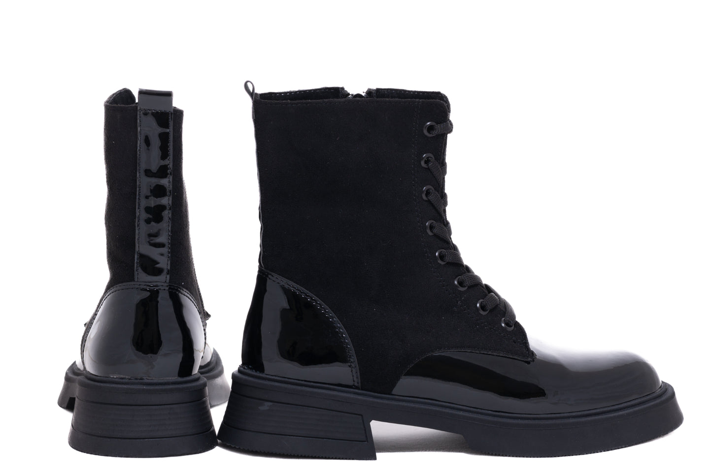 Ghete dama casual piele ecologica LONDON 603-21 negru lac