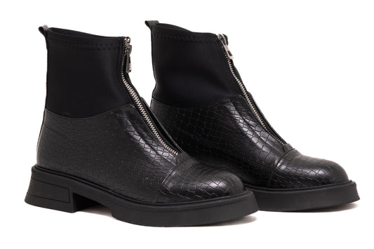 Ghete dama casual piele ecologica LONDON 602-23 negru box