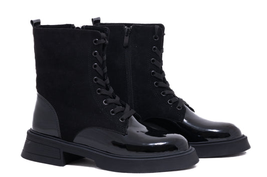 Ghete dama casual piele ecologica LONDON 603-21 negru lac