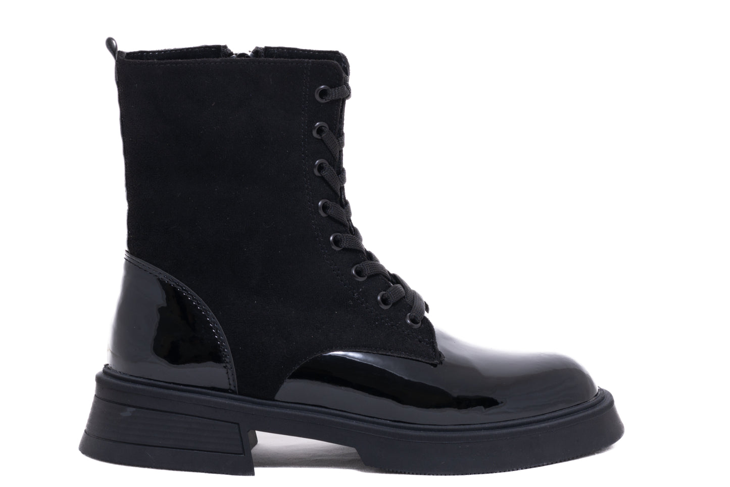 Ghete dama casual piele ecologica LONDON 603-21 negru lac
