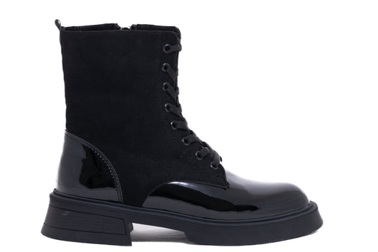 Ghete dama casual piele ecologica LONDON 603-21 negru lac