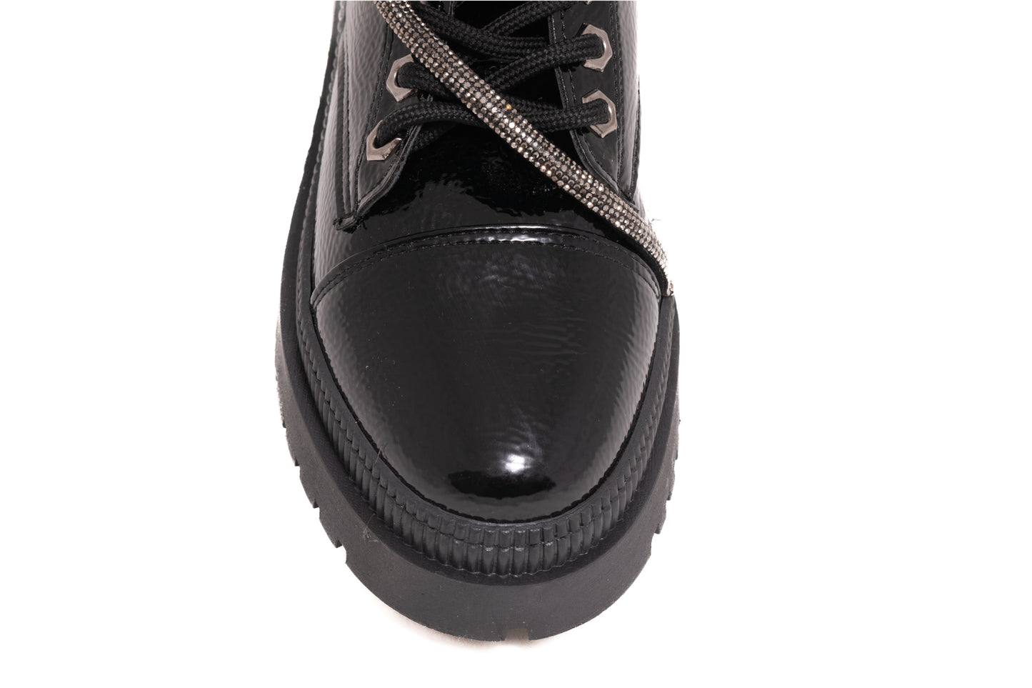 Ghete dama casual piele ecologica LONDON 9005-19 negru lac