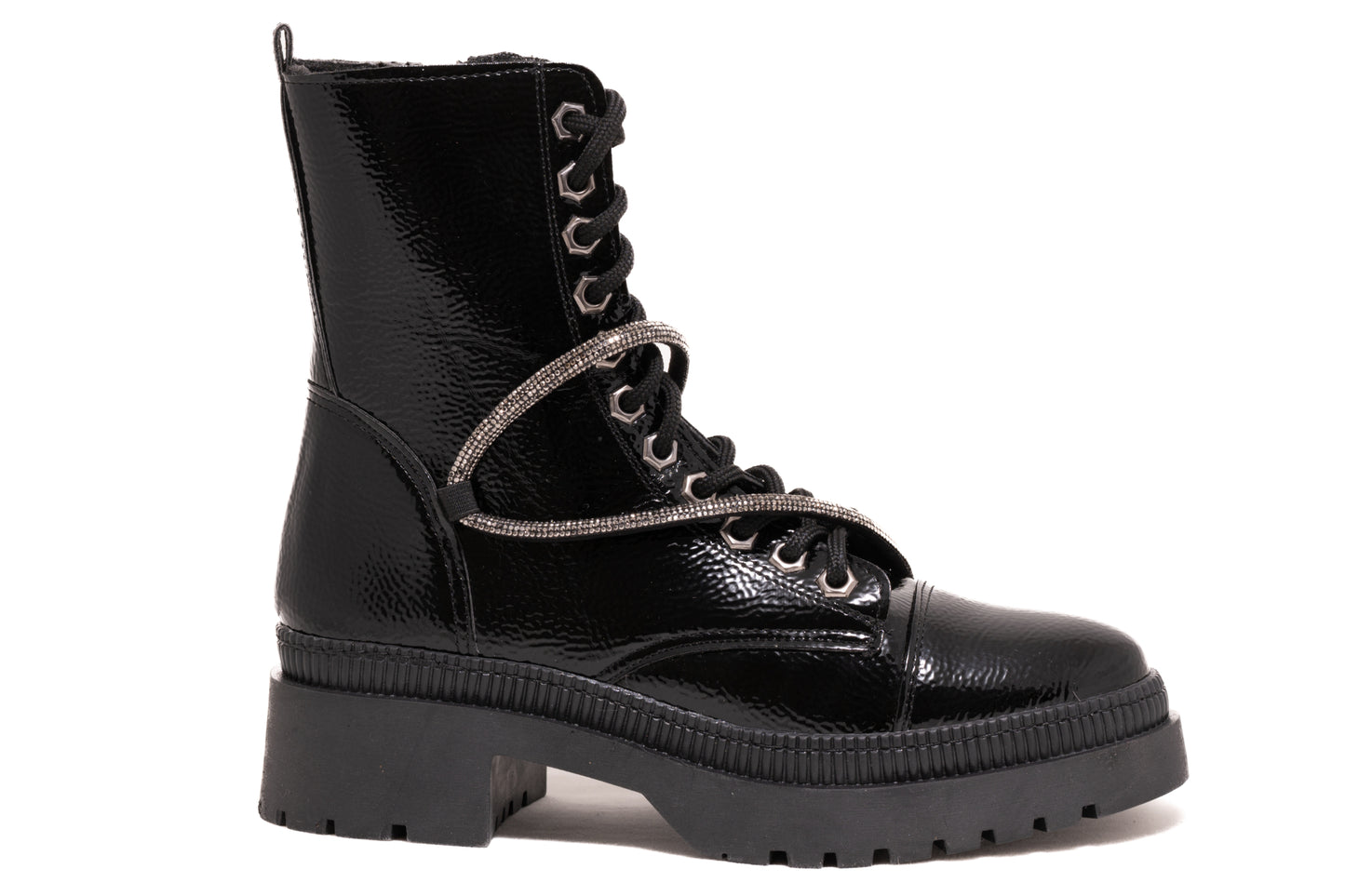 Ghete dama casual piele ecologica LONDON 9005-19 negru lac