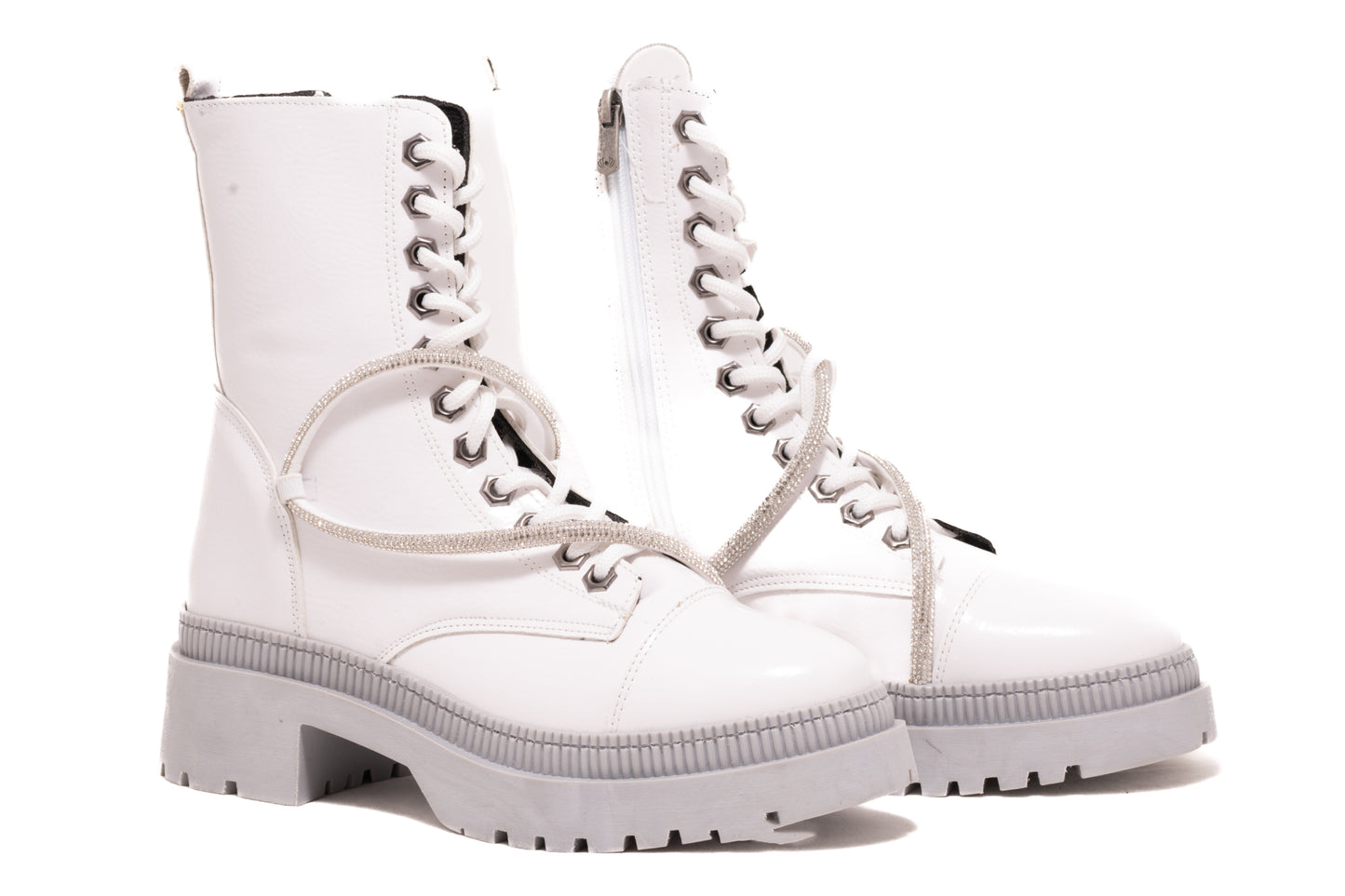 Women's casual boots, eco-leather, LONDON 9005-19, white lacquer
