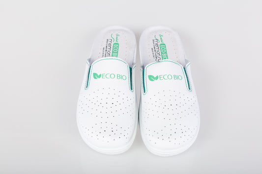 Saboti dama piele naturala eco DACO 709 alb