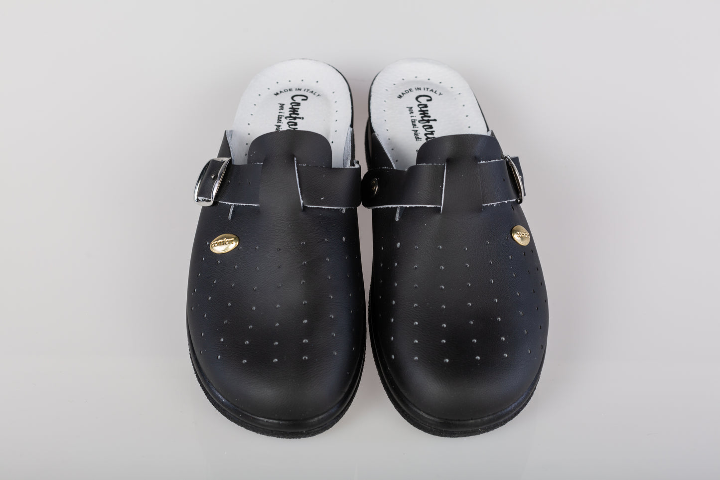 Women's clogs, genuine leather, 19, black