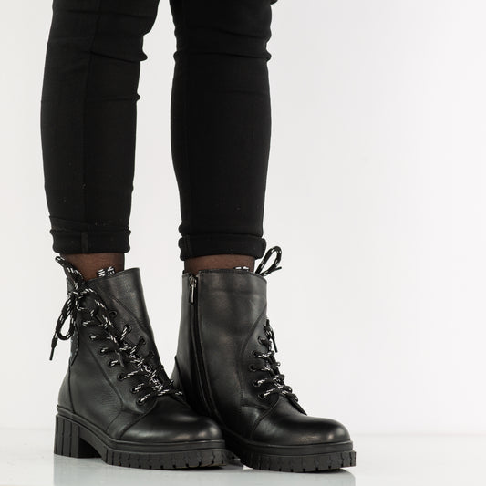 Ghete dama casual piele naturala JOHAN 252 negru box