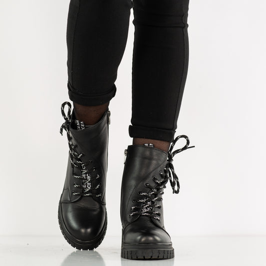 Ghete dama casual piele naturala JOHAN 252 negru box