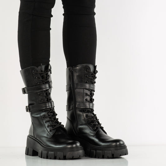 Ghete dama casual piele naturala SORTEC BC 37 negru box