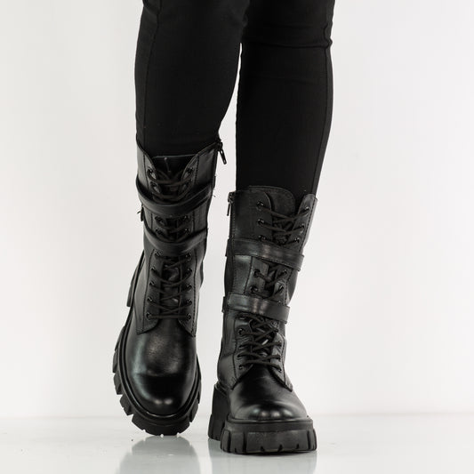 Ghete dama casual piele naturala SORTEC BC 37 negru box