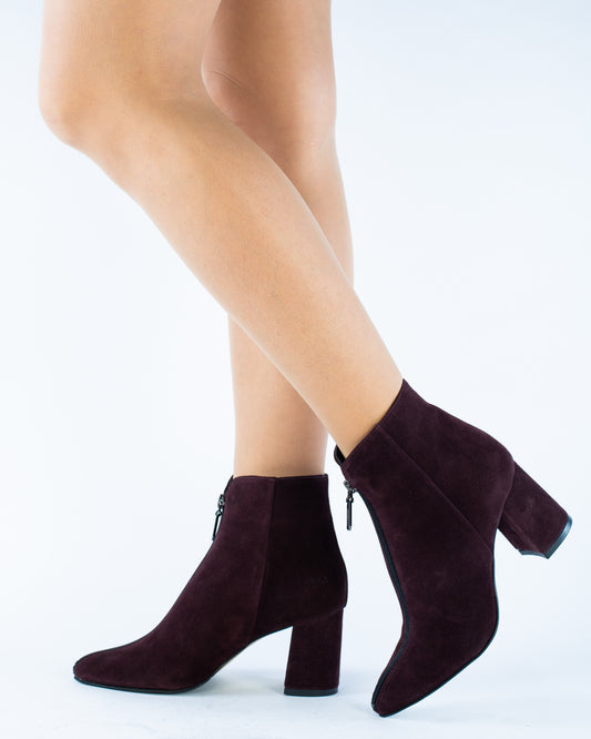 Ghete dama elegante piele naturala SAVANA 0166 bordo velur