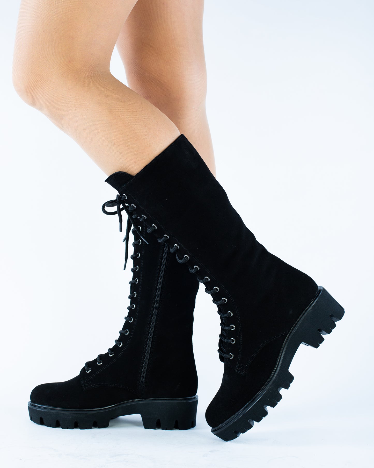 Women's casual boots made of genuine leather ANTONIO 11 black velour