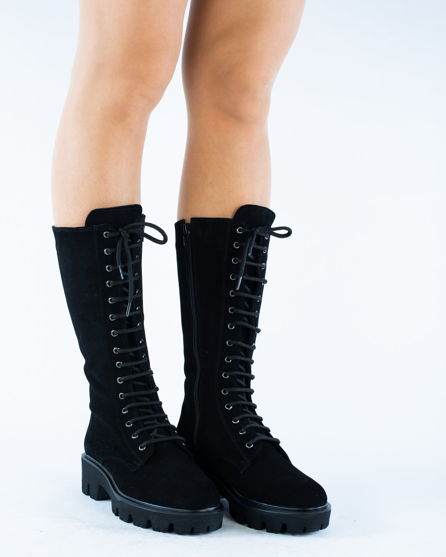 Women's casual boots made of genuine leather ANTONIO 11 black velour