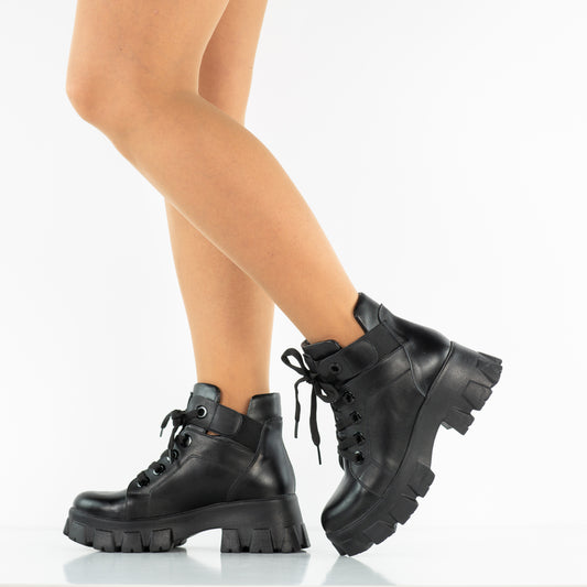 Ghete dama casual piele naturala PERLA 824-6 negru box