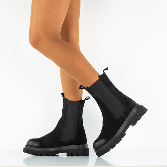 Ghete dama casual piele naturala PREGO 2170 negru velur