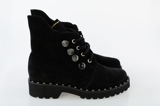 Ghete dama casual piele naturala PREGO 230 negru velur