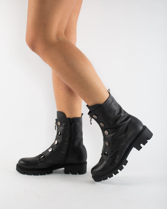 Ghete dama casual piele naturala PERLA 410-1 negru box