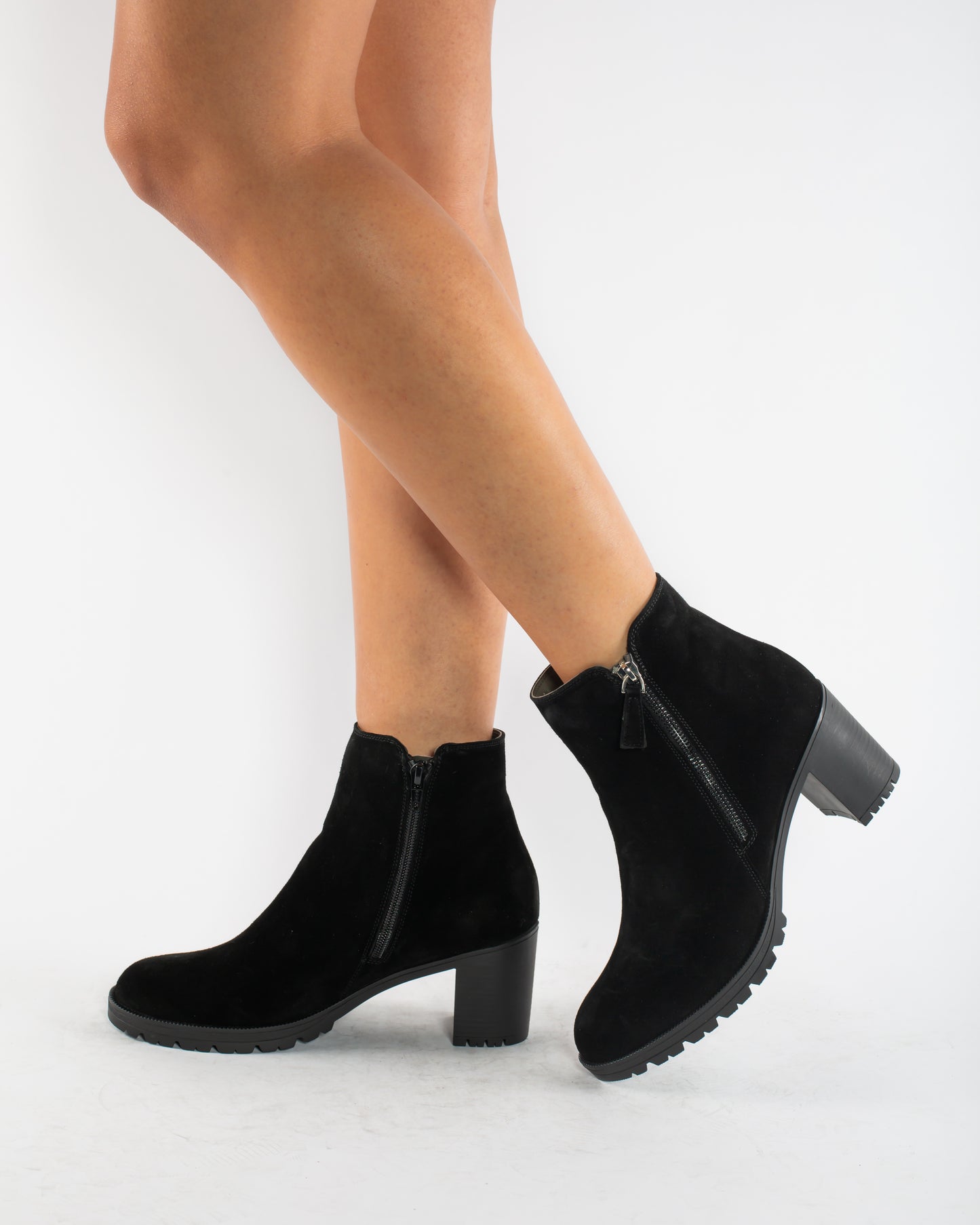 Women's casual boots, natural leather, Athena, black velour