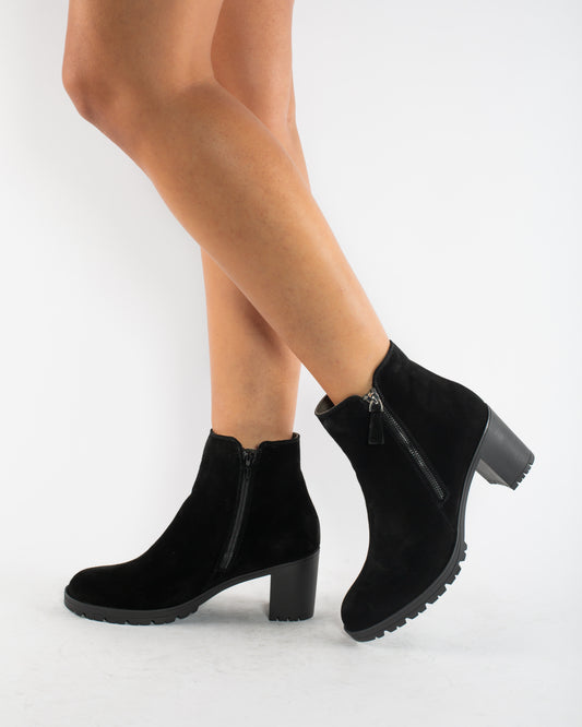 Ghete dama casual piele naturala athena negru velur