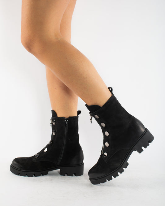 Ghete dama casual piele naturala PERLA 410-1 negru velur