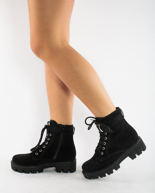 Ghete dama casual piele naturala PREGO 238 negru velur