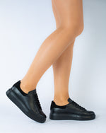 Pantofi dama casual piele naturala ravena negru box velur