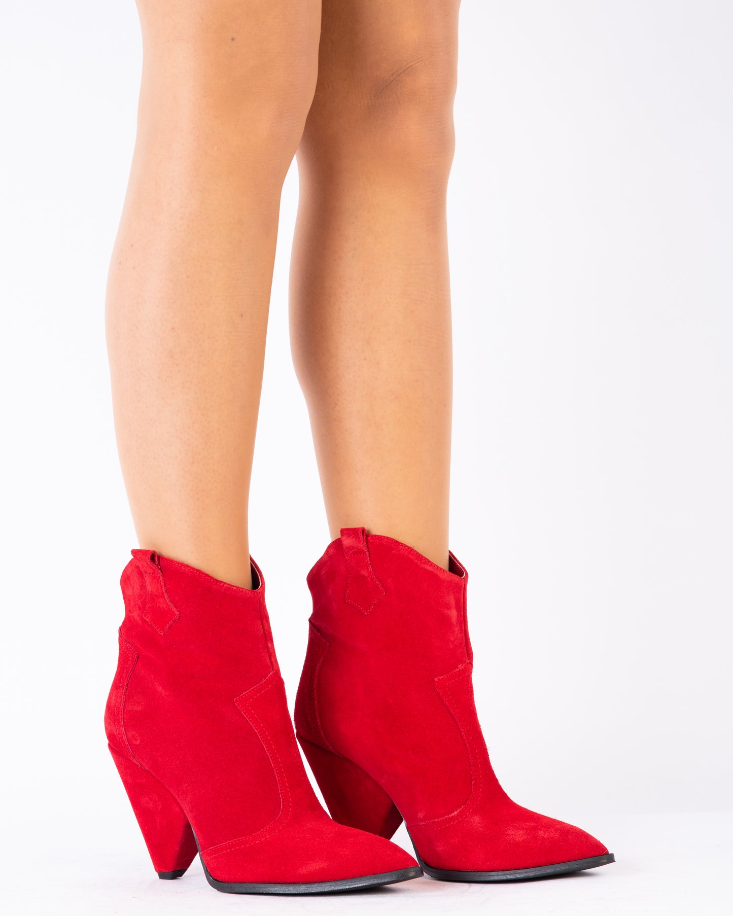 Women's casual boots made of genuine leather LARISA Mexico red velour