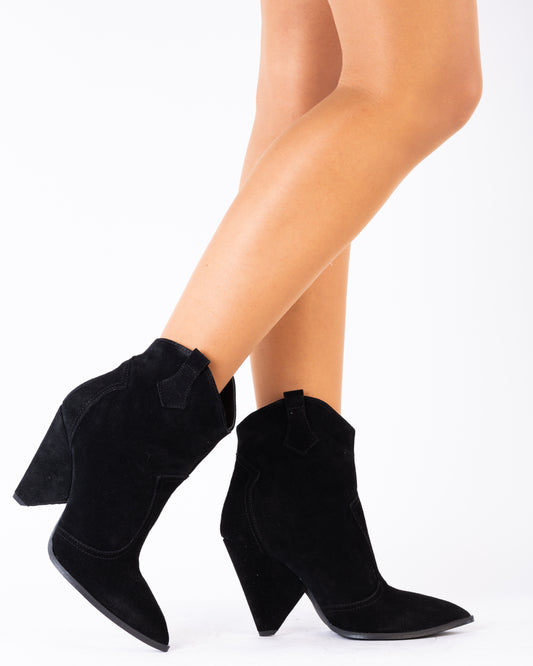 Ghete dama casual piele naturala LARISA Mexic negru velur