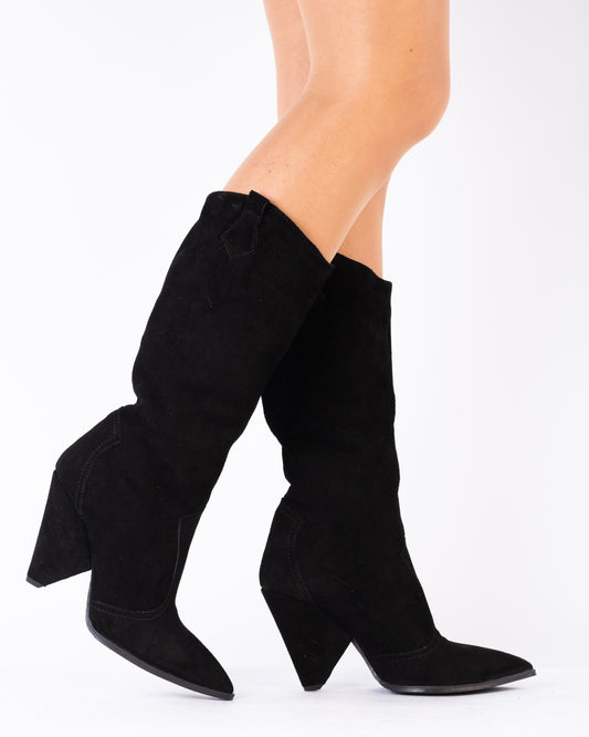 Cizme dama casual piele naturala LARISA Vegas negru velur