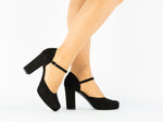Pantofi dama eleganti piele naturala 1-304 negru velur