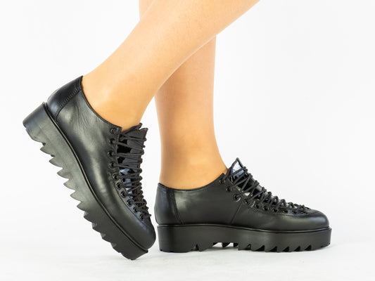 Pantofi dama casual piele naturala LARISA Anto 06 negru box lac