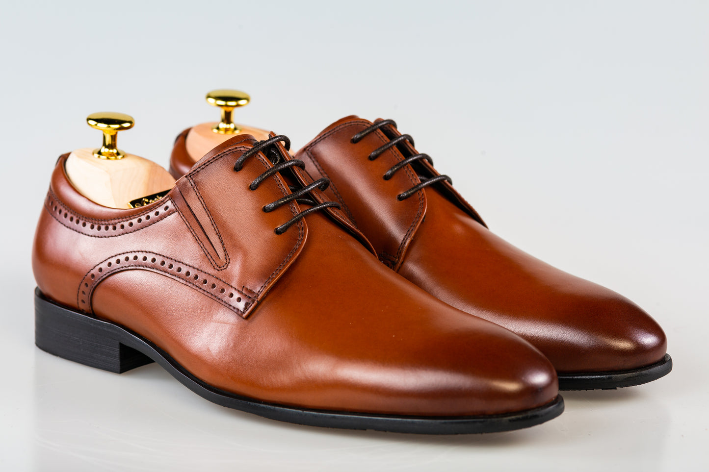 Men's elegant shoes made of genuine leather ELDEMAS 550-027 brown