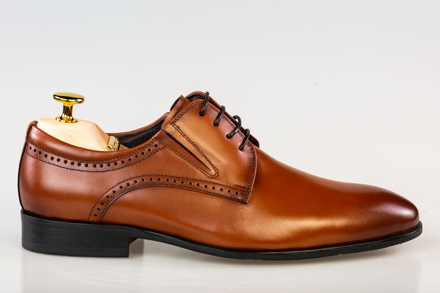 Men's elegant shoes made of genuine leather ELDEMAS 550-027 brown