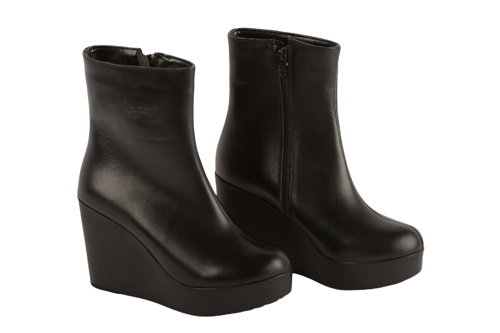 Ghete dama casual piele naturala PERLA 1314 negru box