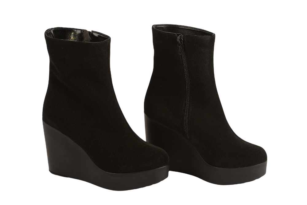 Women's casual boots made of genuine leather PERLA 1314 black velour