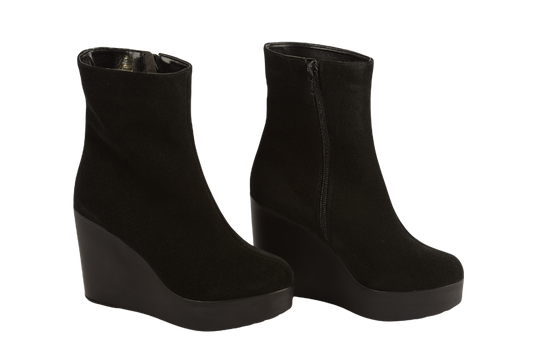 Ghete dama casual piele naturala PERLA 1314 negru velur