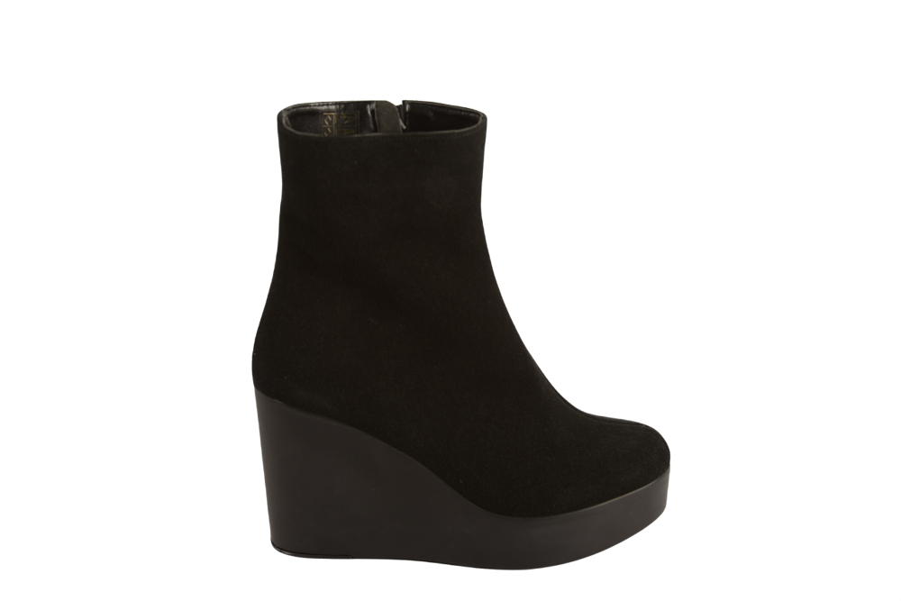 Women's casual boots made of genuine leather PERLA 1314 black velour