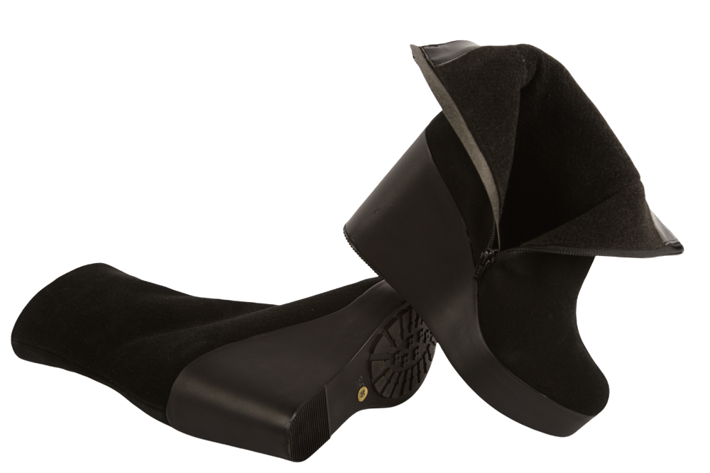 Women's casual boots made of genuine leather PERLA 1314 black velour