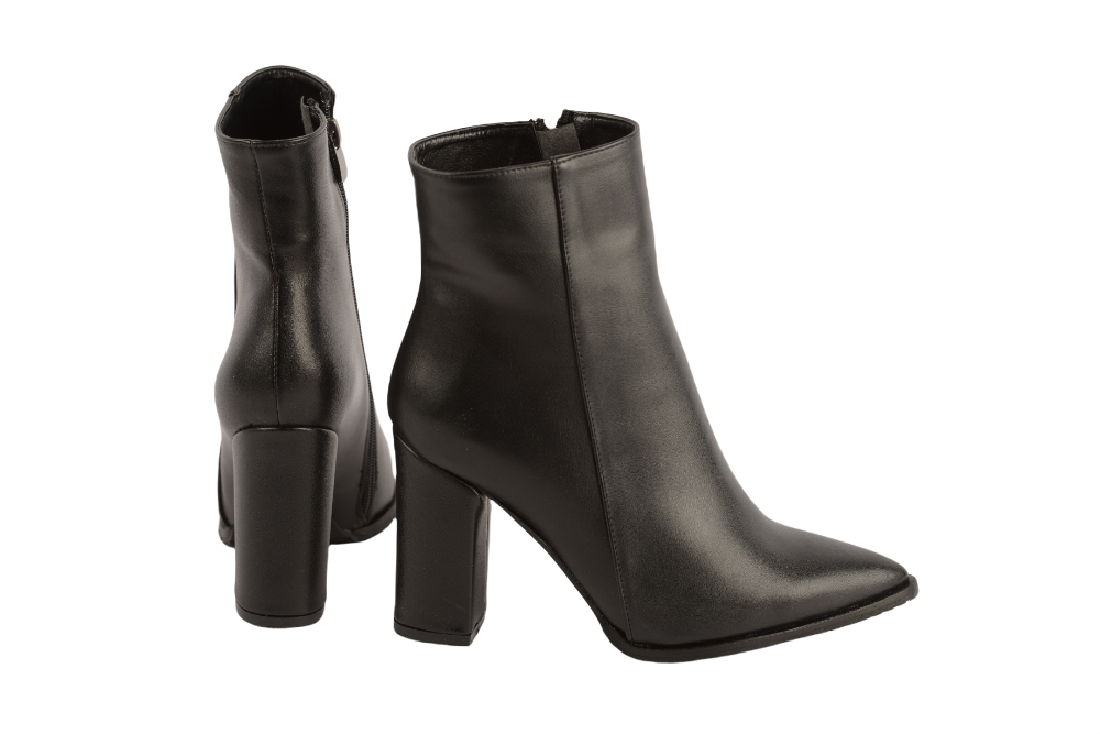 Ghete dama elegante piele ecologica corina negru box