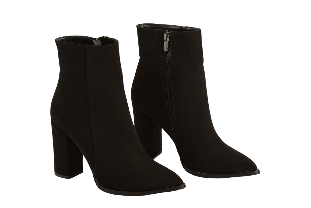 Elegant women's boots, eco-leather, black velour, Corina
