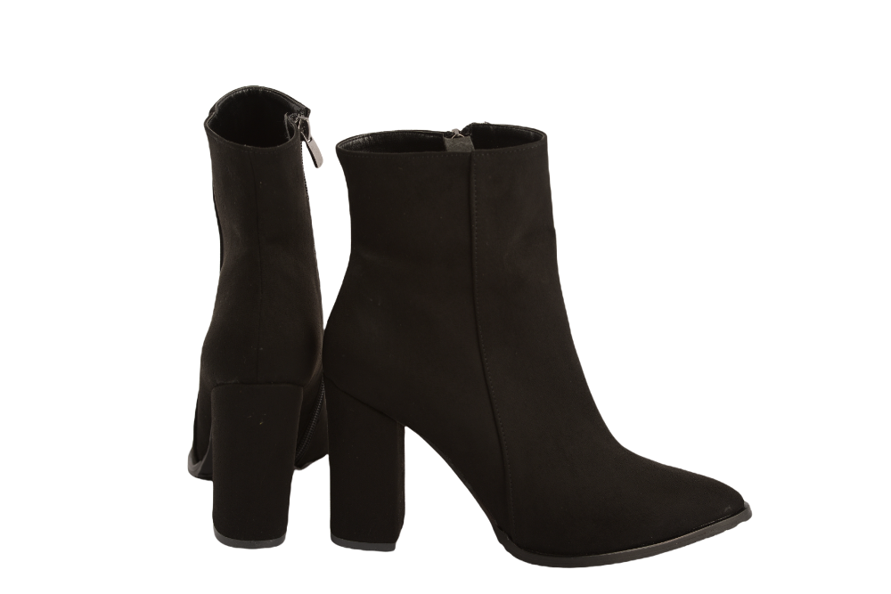Elegant women's boots, eco-leather, black velour, Corina