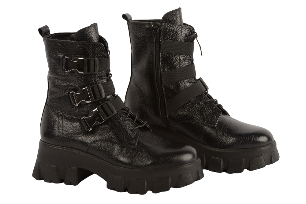 Ghete dama casual piele naturala PERLA 1304-2 negru box
