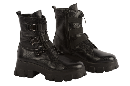 Ghete dama casual piele naturala PERLA 1304-2 negru box
