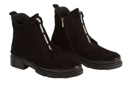 Ghete dama casual piele naturala JOHAN 250 negru velur