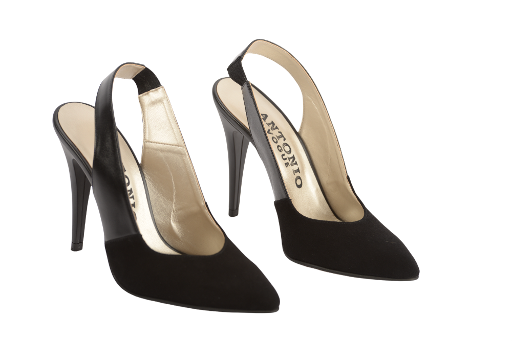 Pantofi dama eleganti piele naturala 68-75 negru box velur